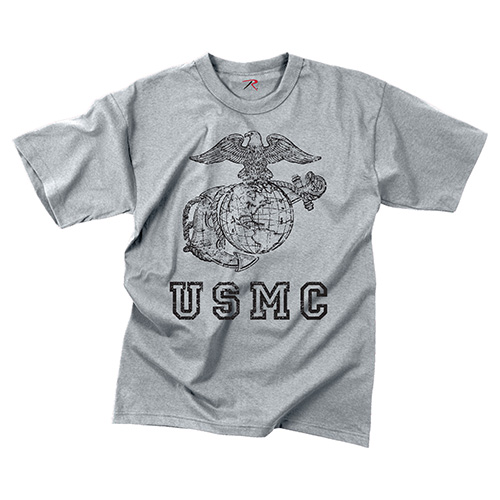 Levně Triko VINTAGE USMC GLOBE AND ANCHOR ŠEDÉ