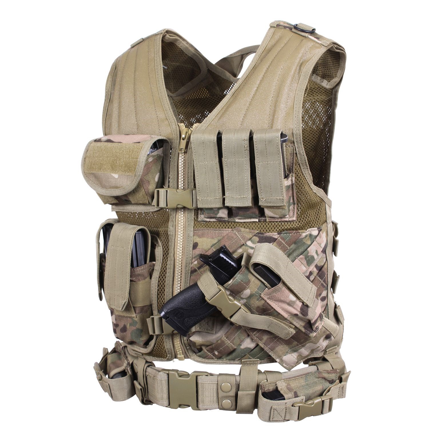 Levně ROTHCO vesta taktická CROSS DRAW MOLLE MULTICAM