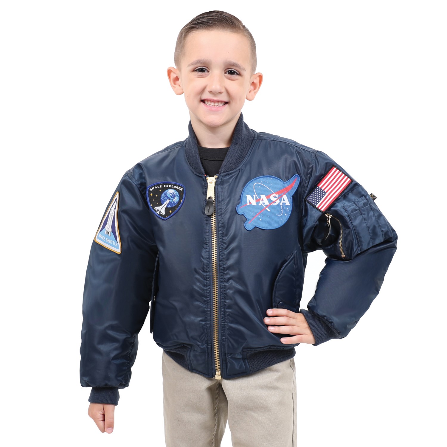 Levně Bunda dětská bomber NASA MA1 FLIGHT MODRÁ