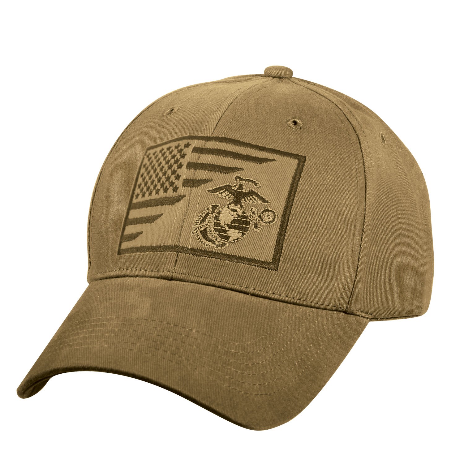 Levně ROTHCO čepice s vyšitým znakem USMC a US vlajky COYOTE