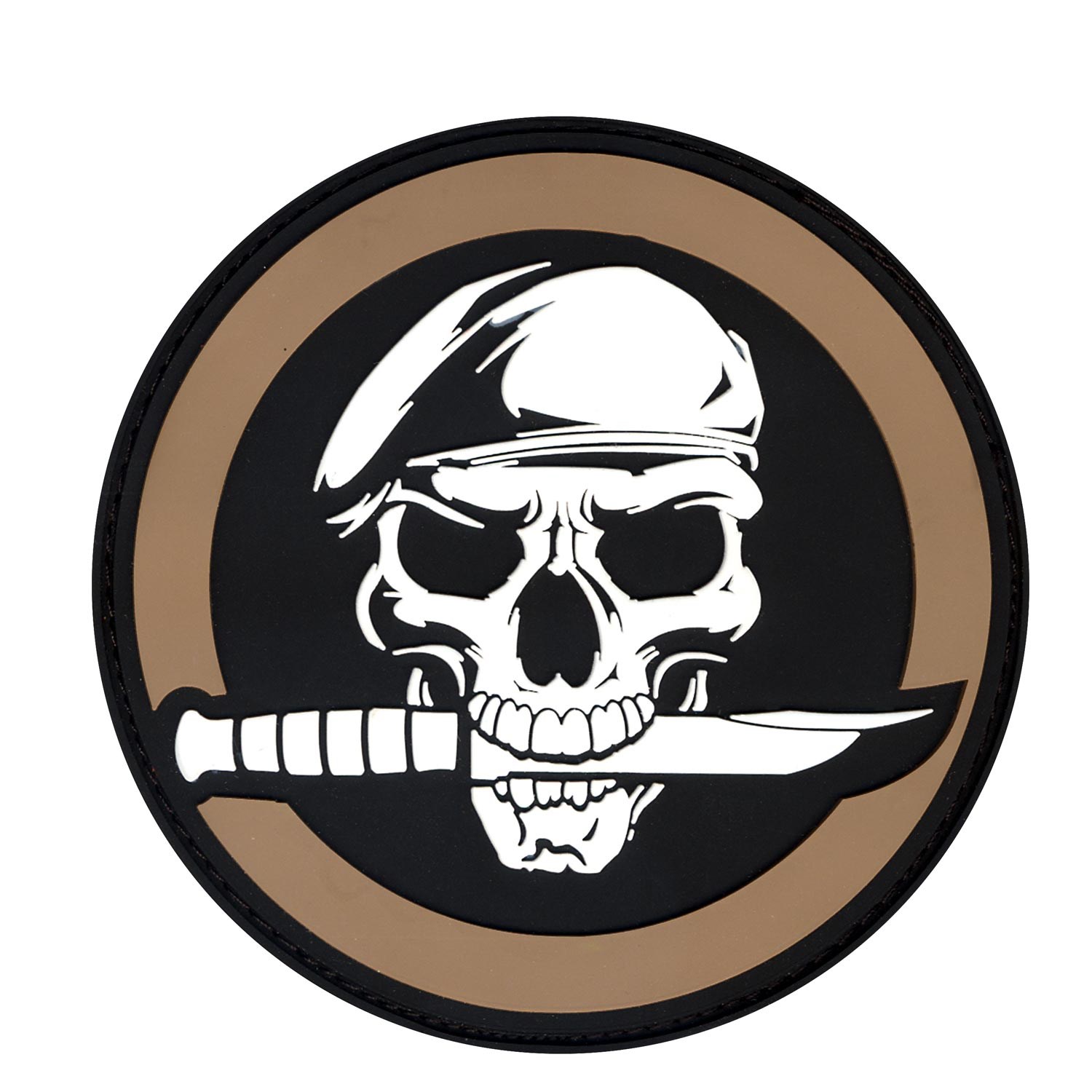 Levně ROTHCO nášivka MILITARY SKULL WITH KNIFE velcro COYOTE