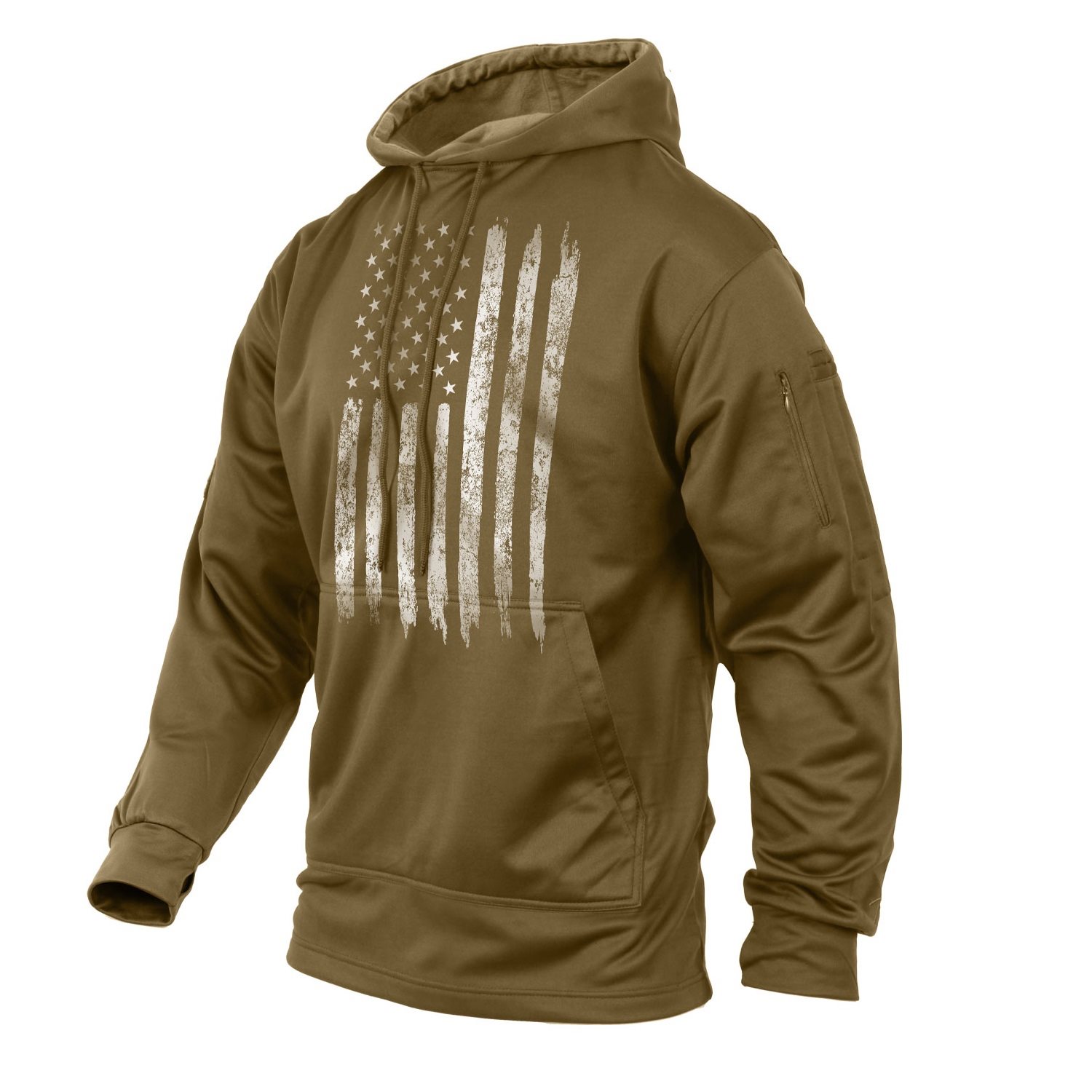 Levně Mikina CONCEALED CARRY s kapucí US vlajka COYOTE