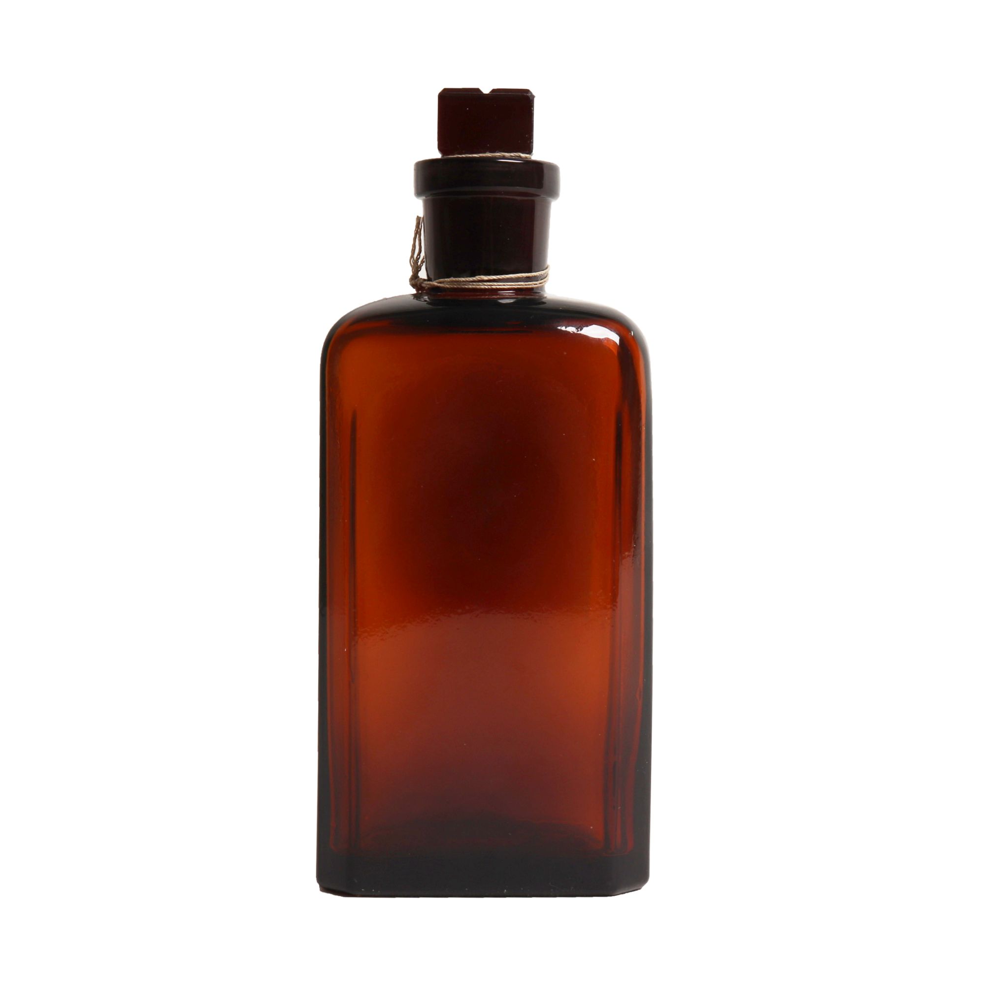 Levně Láhev skleněná hranatá s broušeným hrdlem 250 ml HNĚDÁ