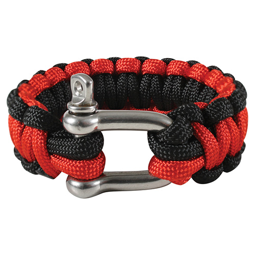 Náramek SURVIVAL PARACORD D-SHACKLE ČERVENO-ČERNÝ vel.8
