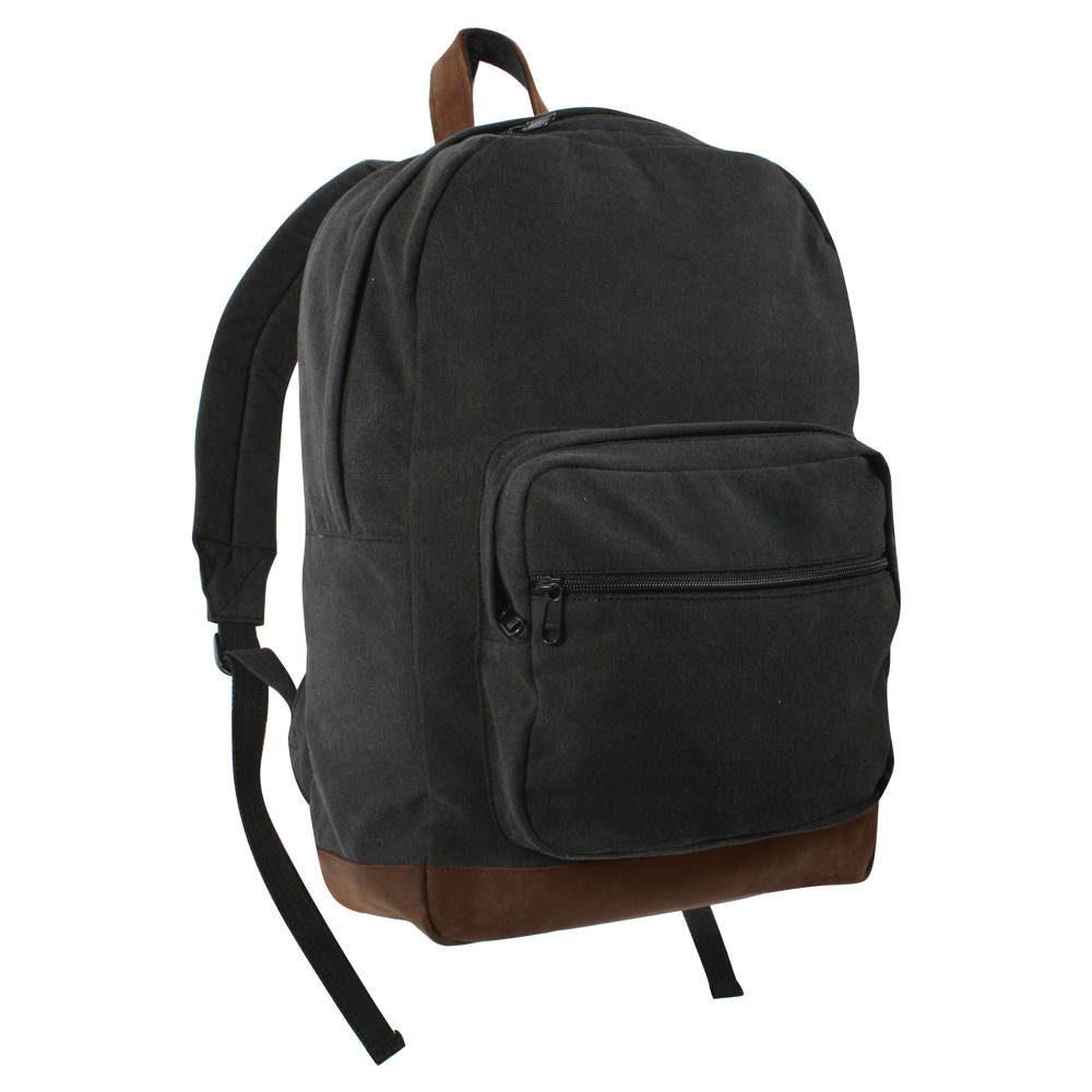 Levně ROTHCO batoh VINTAGE TEARDROP kožené prvky ČERNÝ