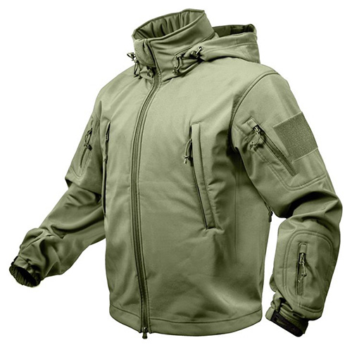 Levně Bunda TACTICAL s kapucí softshell ZELENÁ