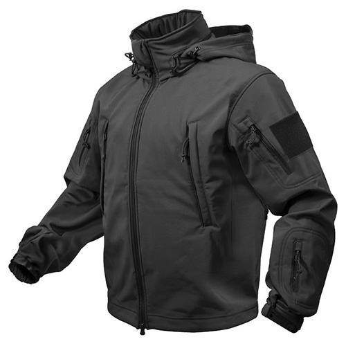 Levně Bunda TACTICAL s kapucí softshell ČERNÁ