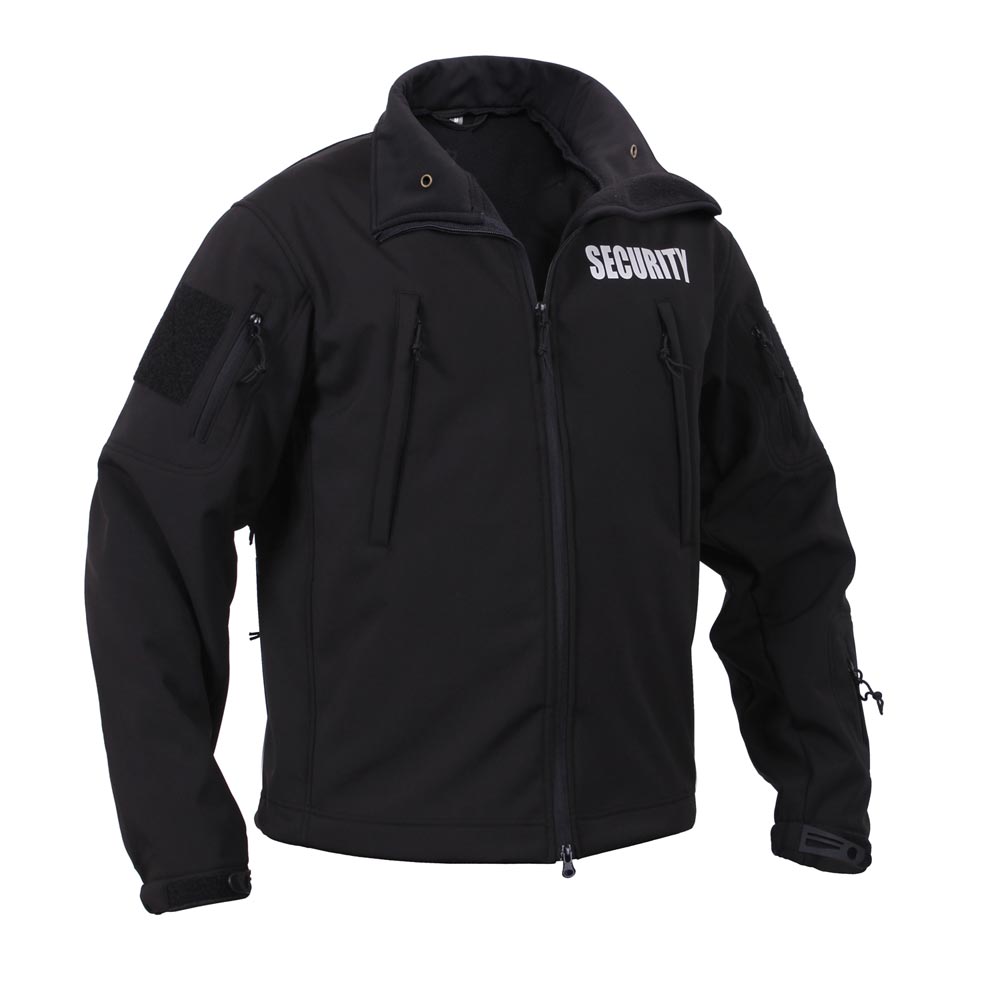 Levně Bunda softshell SECURITY s kapucí ČERNÁ