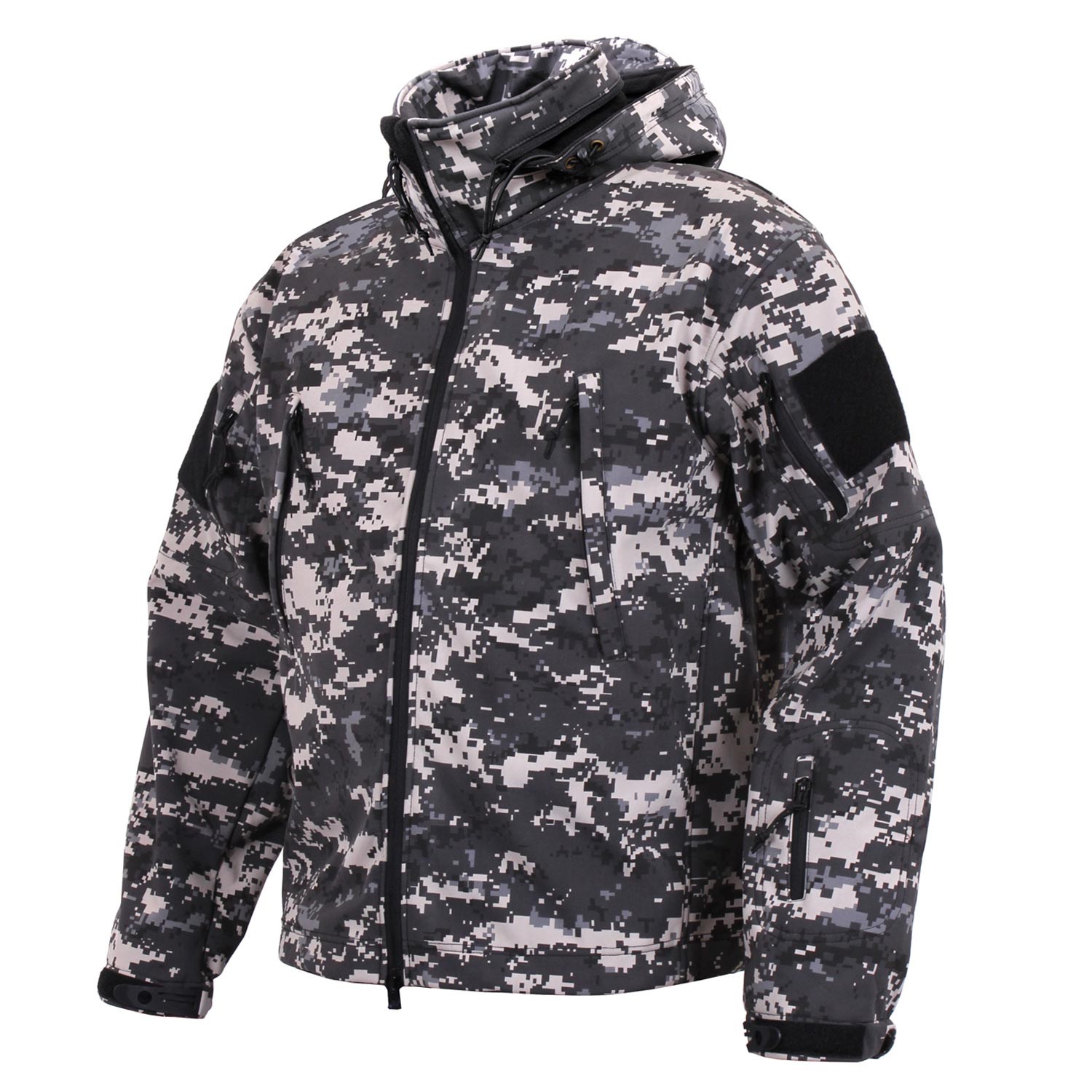 Levně Bunda TACTICAL s kapucí softshell DIGITAL URBAN