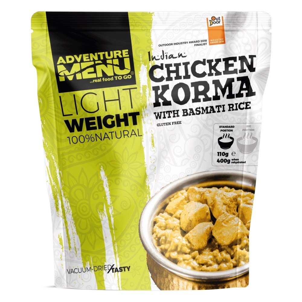 Levně ADVENTURE MENU kuře KORMA s rýží basmati PORCE 110g/400g - dehydrované hotové jídlo