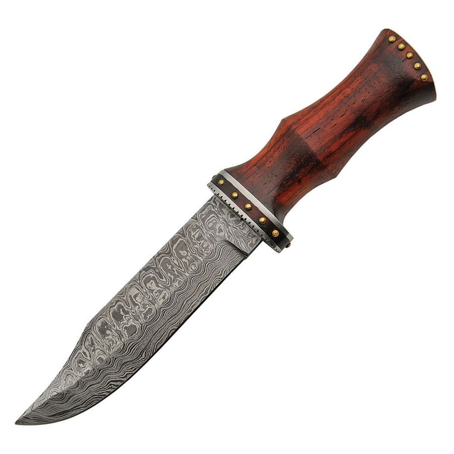 Levně Nůž s pevnou čepelí DAMASCUS BOWIE dřevěná rukojeť