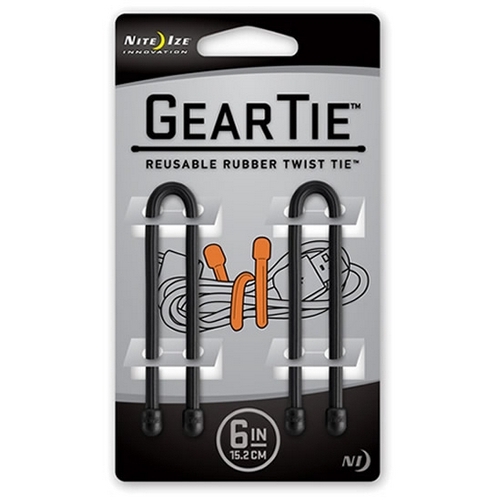 Levně NiteIze flexidrát GEAR TIE 15cm ČERNÝ 2 ks