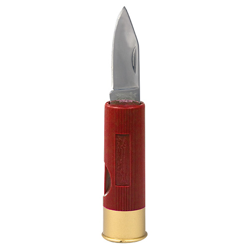 Levně JACK PYKE nůž zavírací 4 cm SHOTGUN ve tvaru brokového náboje ČERVENÝ