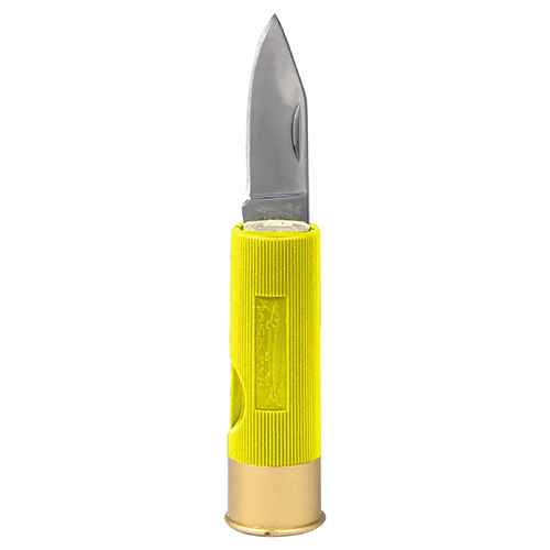 Levně JACK PYKE nůž zavírací 4 cm SHOTGUN ve tvaru brokového náboje ŽLUTÝ