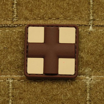 Nášivka KŘÍŽ MEDIC 25mm plast DESERT