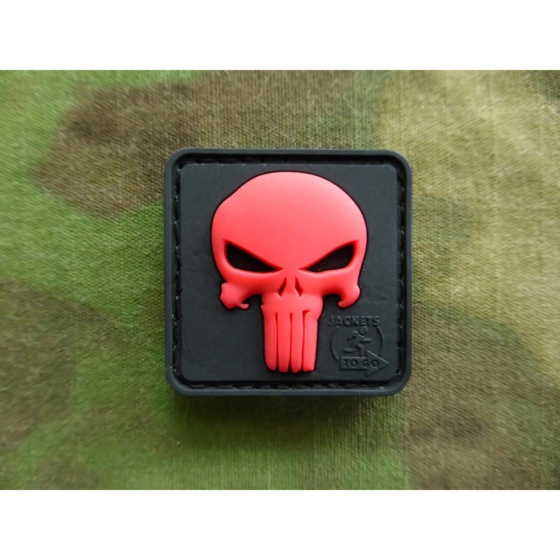 Levně JACKETS TO GO nášivka PUNISHER plast ČERNÁ/ČERVENÁ