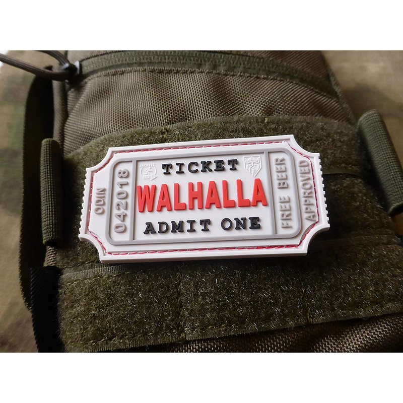 Levně JACKETS TO GO nášivka WALHALLA TICKET BEER velcro plast BÍLÁ