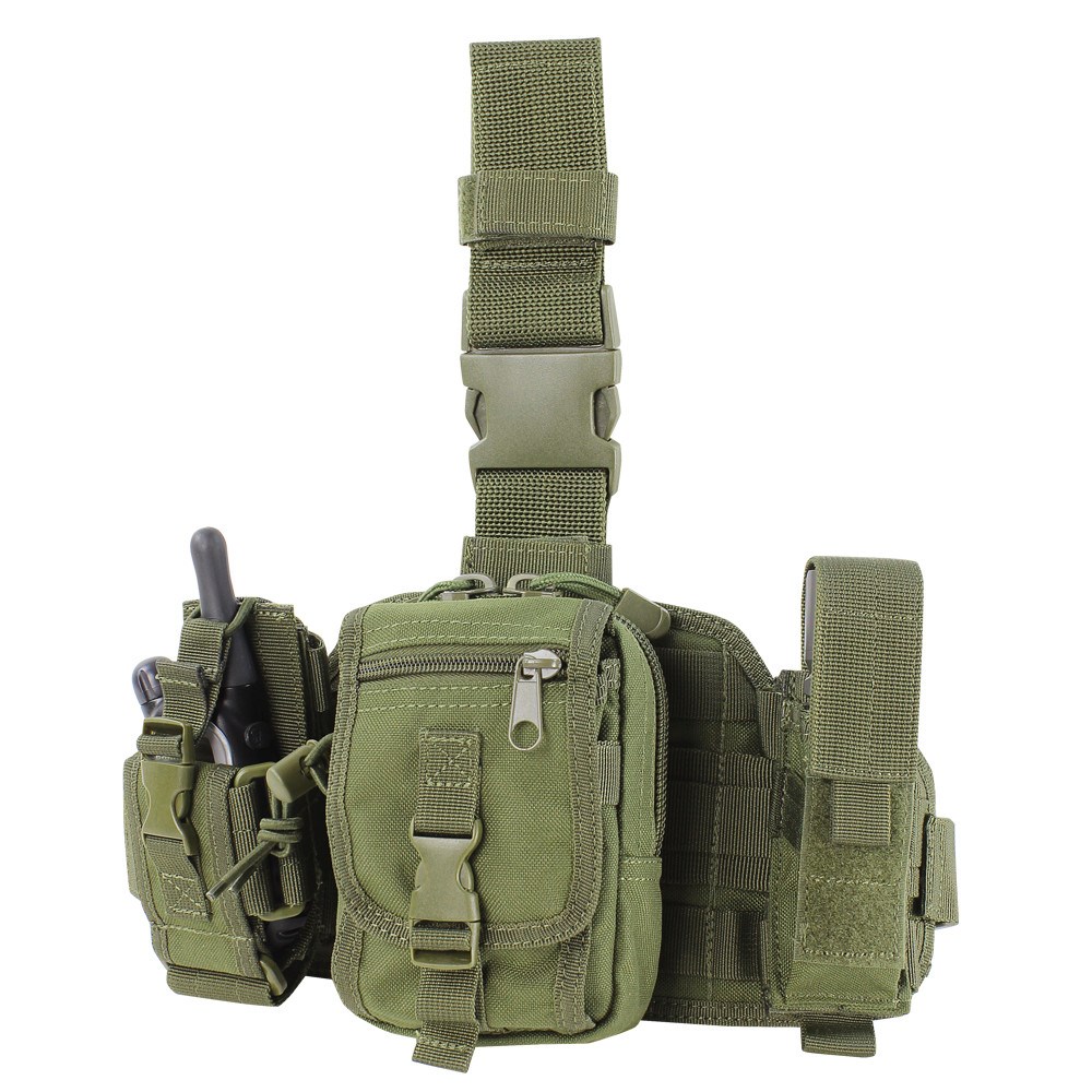 Levně CONDOR OUTDOOR panel stehenní MOLLE s pouzdry ZELENÝ