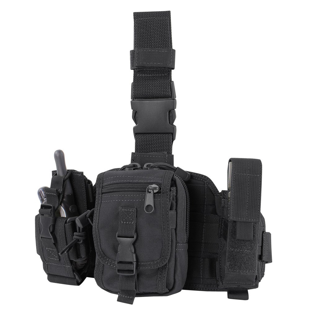 Levně CONDOR OUTDOOR panel stehenní MOLLE s pouzdry ČERNÝ
