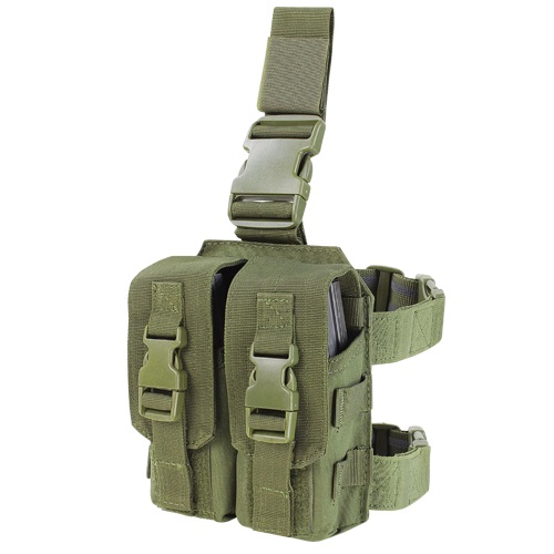 Levně CONDOR OUTDOOR sumka na zásobníky 2xM4 stehenní DROP LEG ZELENÁ