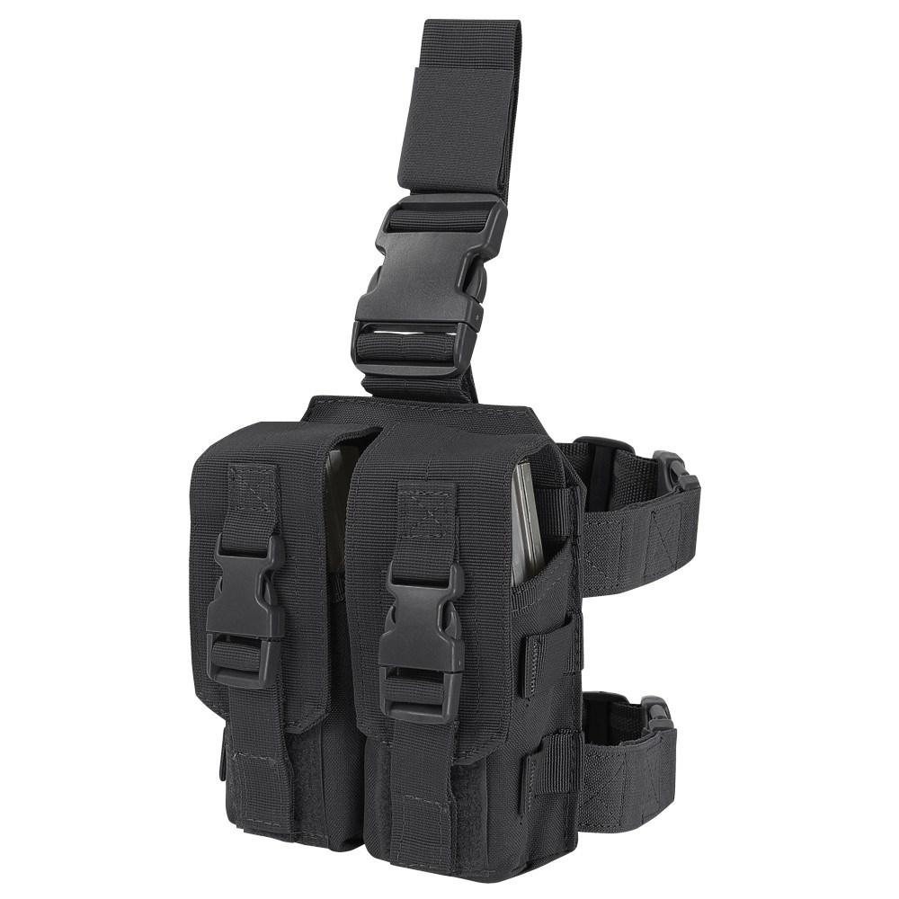 Levně CONDOR OUTDOOR sumka na zásobníky 2xM4 stehenní DROP LEG ČERNÁ