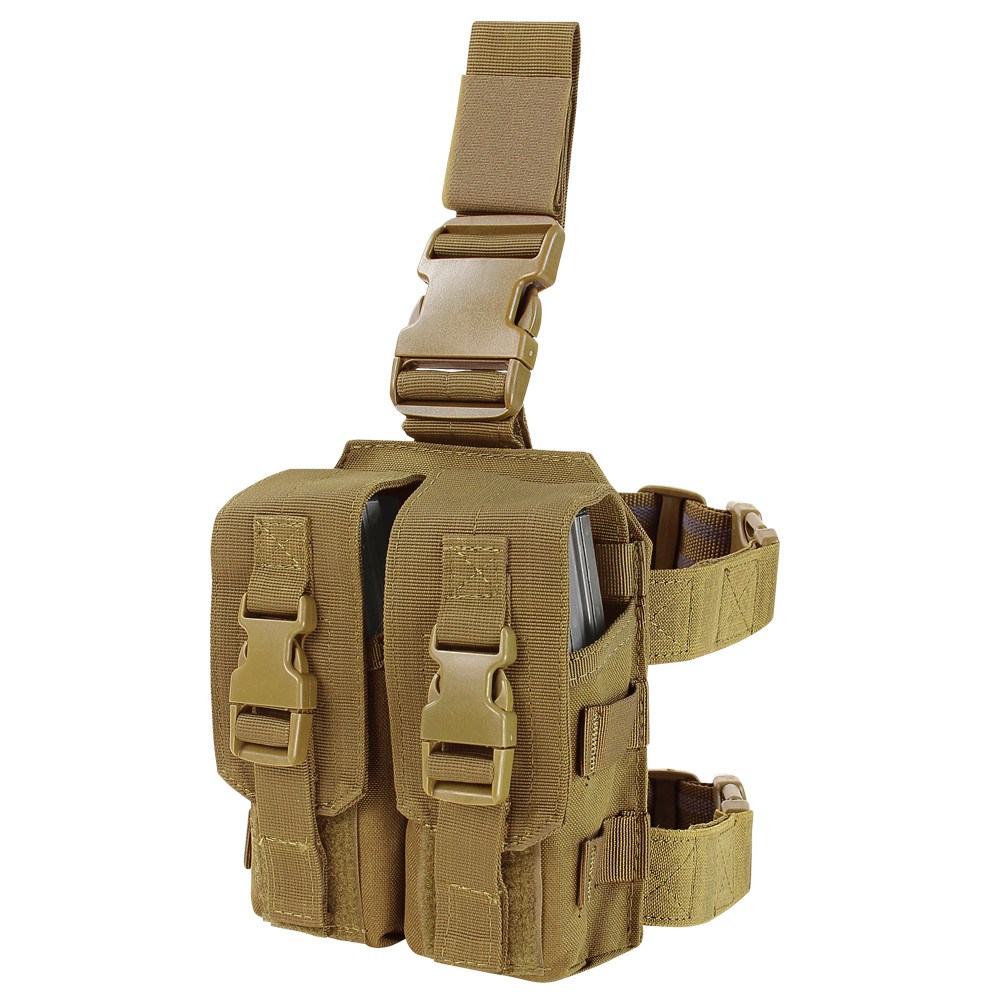 Levně CONDOR OUTDOOR sumka na zásobníky 2xM4 stehenní DROP LEG COYOTE