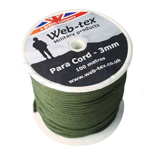 Levně Web-tex šňůra PARA ø 3 mm / 100 m ZELENÁ