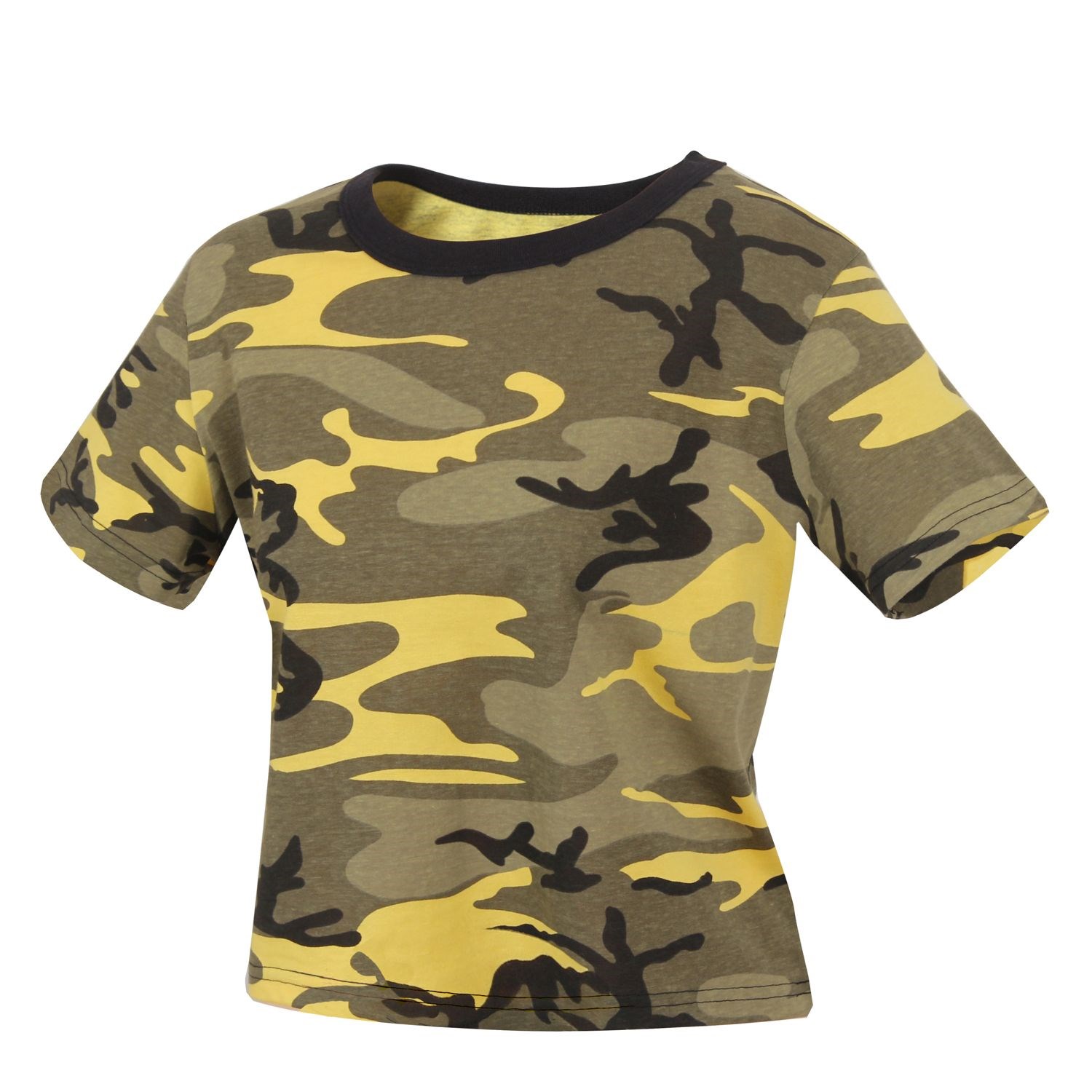 Levně Triko dámské krátké CROP Stinger Yellow Camo