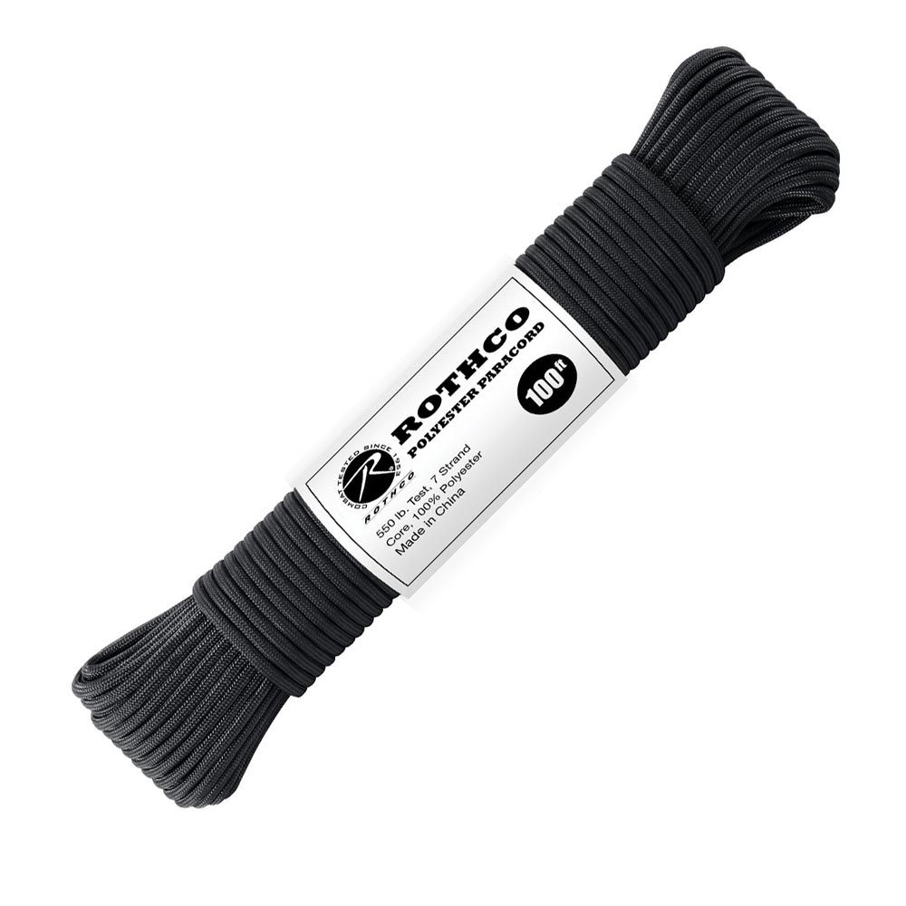 Levně ROTHCO šňůra PARACORD polyester 550LB ø 4 mm / 30 m ČERNÁ
