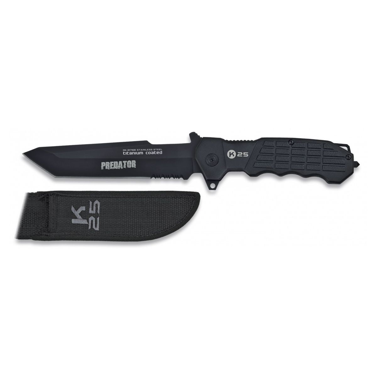 Levně K25 nůž PREDATOR pevná čepel ČERNÝ
