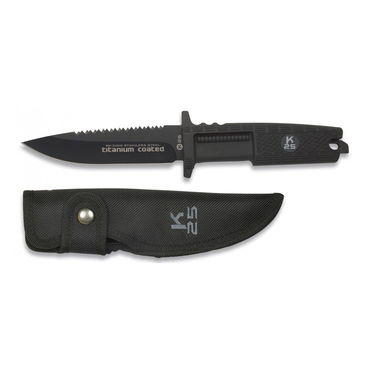 Levně K25 nůž Tactical 31910 pevná čepel ČERNÝ