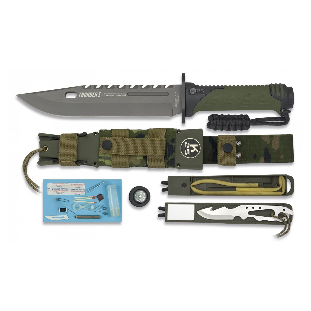 Levně Nůž K25 nůž na přežití THUNDER I CAMO/OLIV