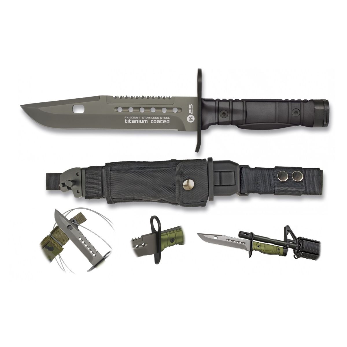 Levně Nůž BAYONET K25 s pouzdrem ČERNÝ