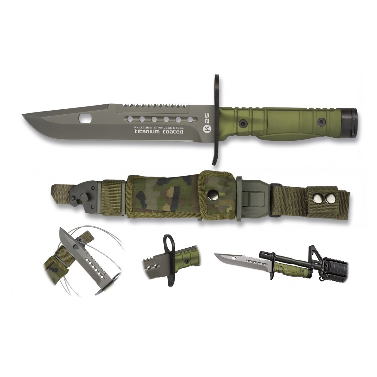 Levně Nůž BAYONET K25 s pouzdrem ZELENÝ