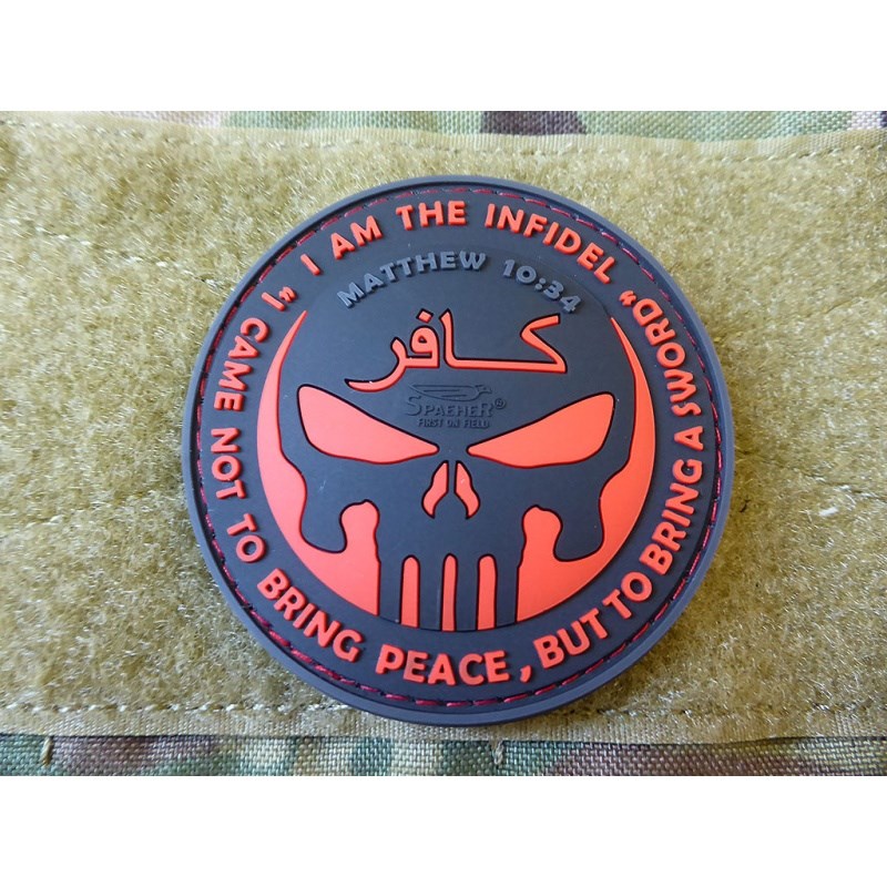 Levně JACKETS TO GO nášivka INFIDEL PUNISHER plast ČERNÁ/ČERVENÁ