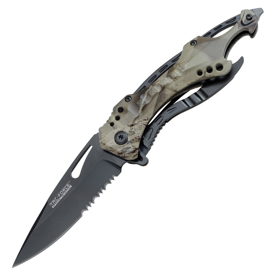 Levně TAC-FORCE nůž zavírací s otvírákem GREY CAMO