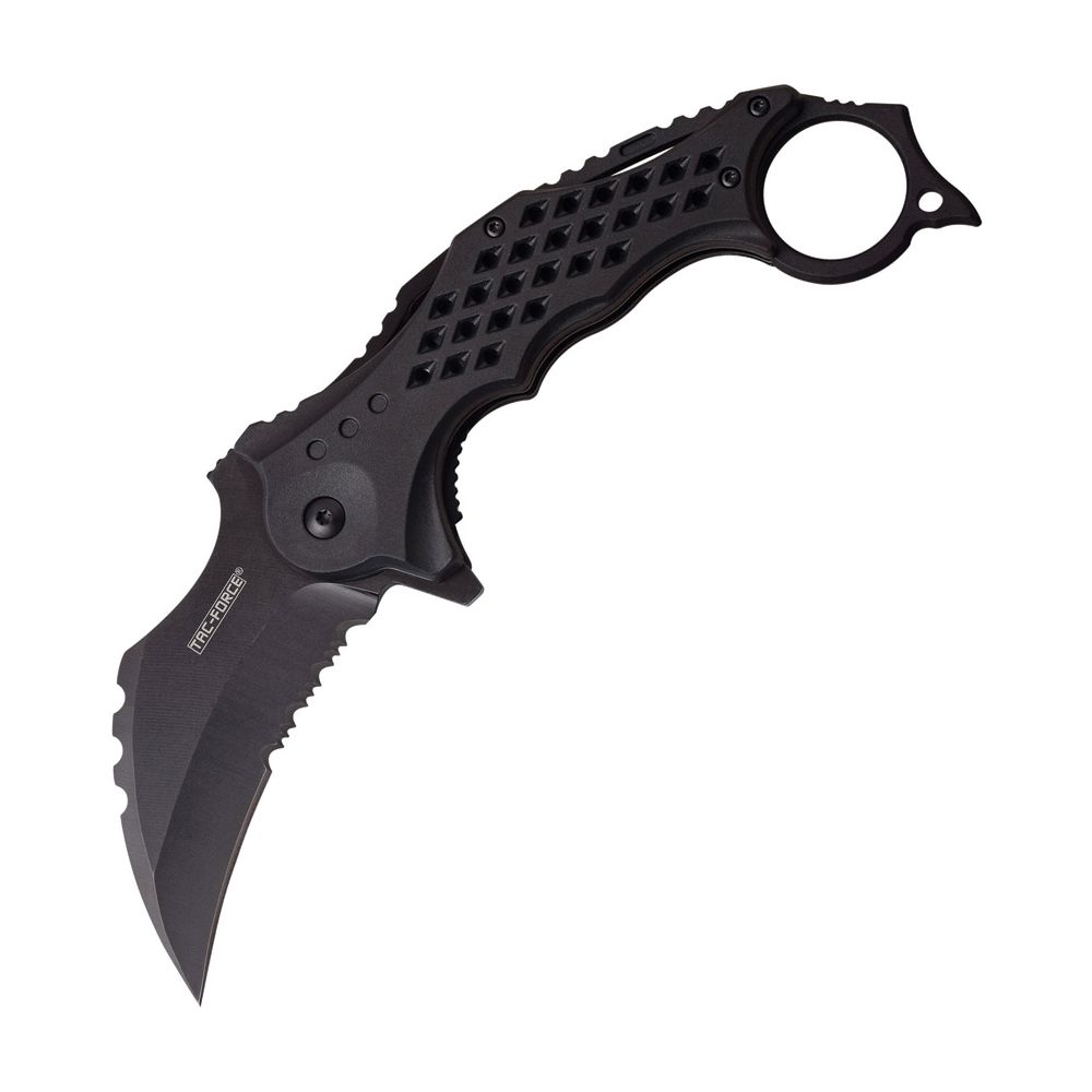 Levně Nůž zavírací KARAMBIT TAC-FORCE kombi ostří ČERNÝ