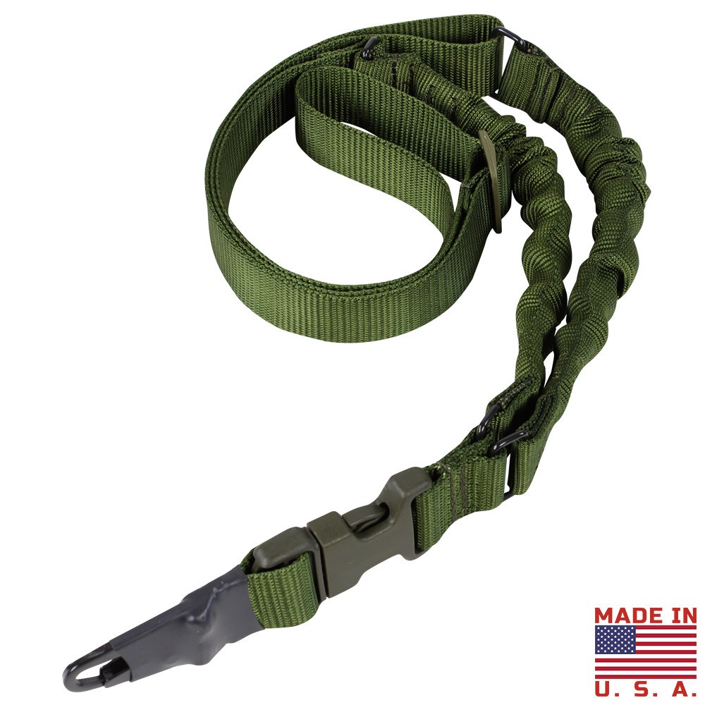 Levně CONDOR OUTDOOR popruh zbraňový ADDER Double Bungee jednobodový ZELENÝ