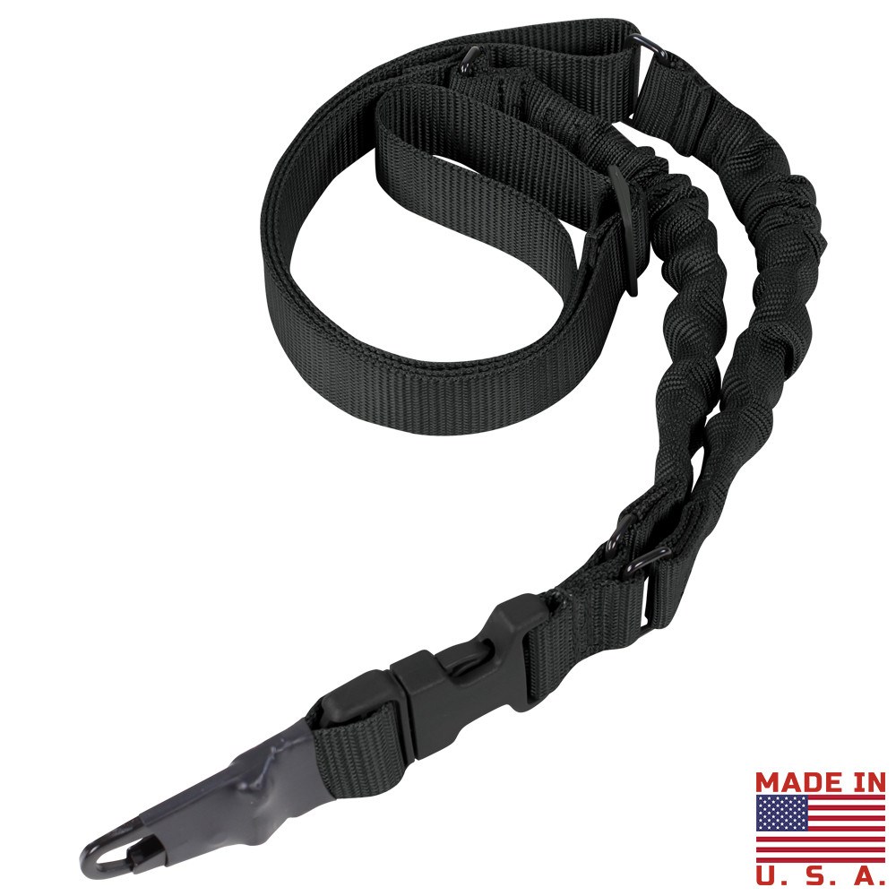 Levně CONDOR OUTDOOR popruh zbraňový ADDER Double Bungee jednobodový ČERNÝ
