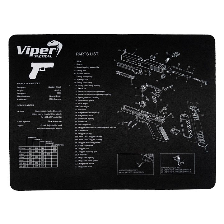Levně Viper podložka pracovní GLOCK pryžová ČERNÁ