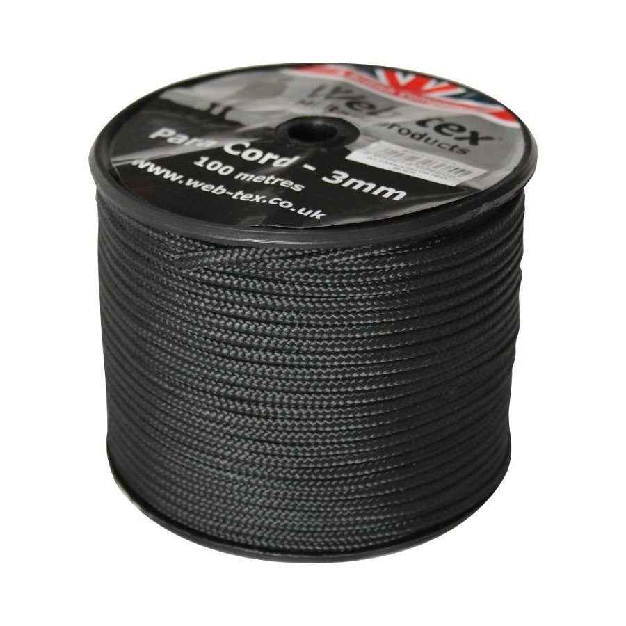Levně Web-tex šňůra PARA ø 3 mm / 100 m ČERNÁ