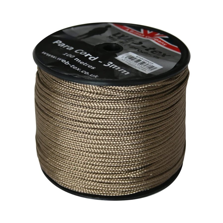 Levně Web-tex šňůra PARA ø 3 mm / 100 m COYOTE
