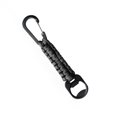 Klíčenka PARACORD s karabinou a otvírákem na láhve ČERNÁ