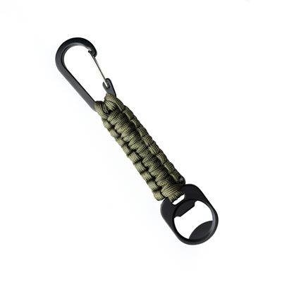 Klíčenka PARACORD s karabinou a otvírákem na láhve ZELENÁ