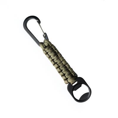 Klíčenka PARACORD s karabinou a otvírákem na láhve TAN