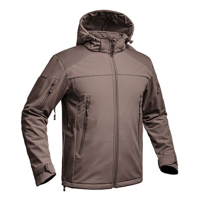 Bunda FIGHTER V2 softshell s kapucí HNĚDÁ