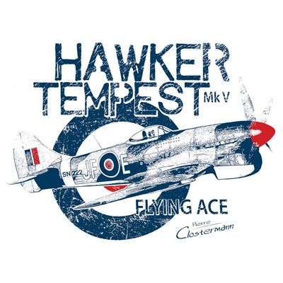 Triko RAF HAWKER TEMPEST BÍLÉ