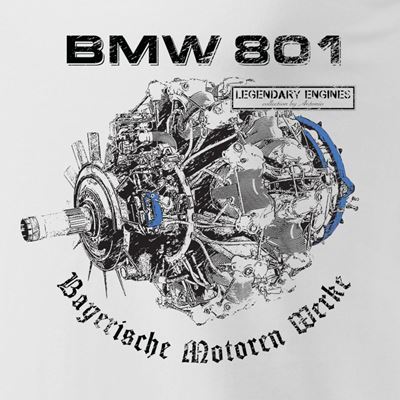 Triko s leteckým motorem BMW 801 BÍLÉ ANTONIO® 0214911 2