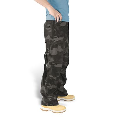 Kalhoty VINTAGE FATIGUE BLACK CAMO