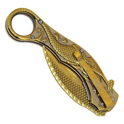 Nůž zavírací MERMAID karambit ZLATÝ